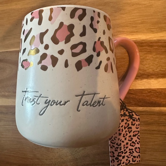 Sheffield Home Other - Leopard Print Ceramic Mug with Pink Handle